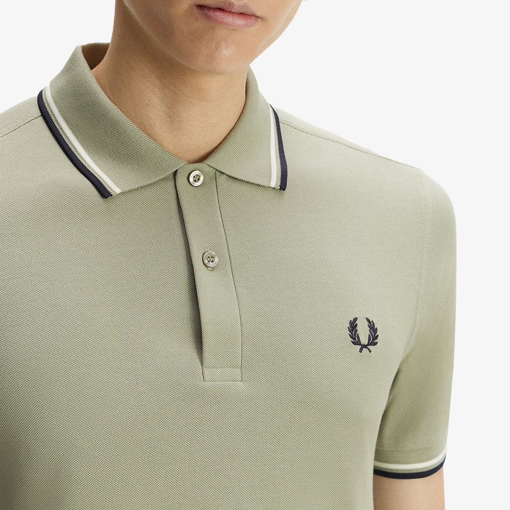 프레드페리 M3600 트윈 팁 프레드페리 셔츠 시그래스/에크루/다크에어포스(Fred Perry M3600 Twin Tipped Fred Perry Shirt Seagrass/Ecru/Dark Airforce) - 4