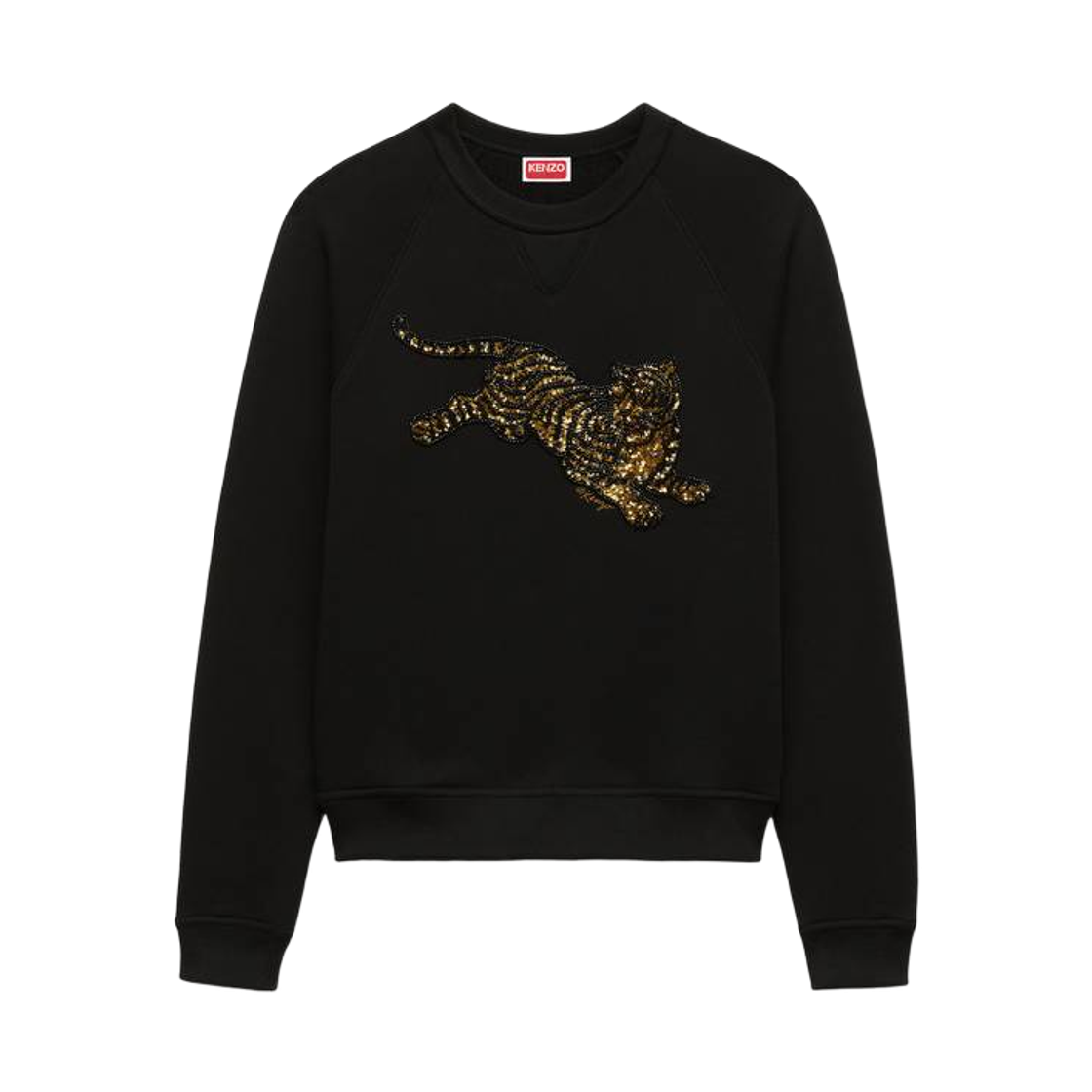 FG62SW2664MJ-99J (W) Kenzo Jumping Tiger Embroidered Sweatshirt in Cotton Black