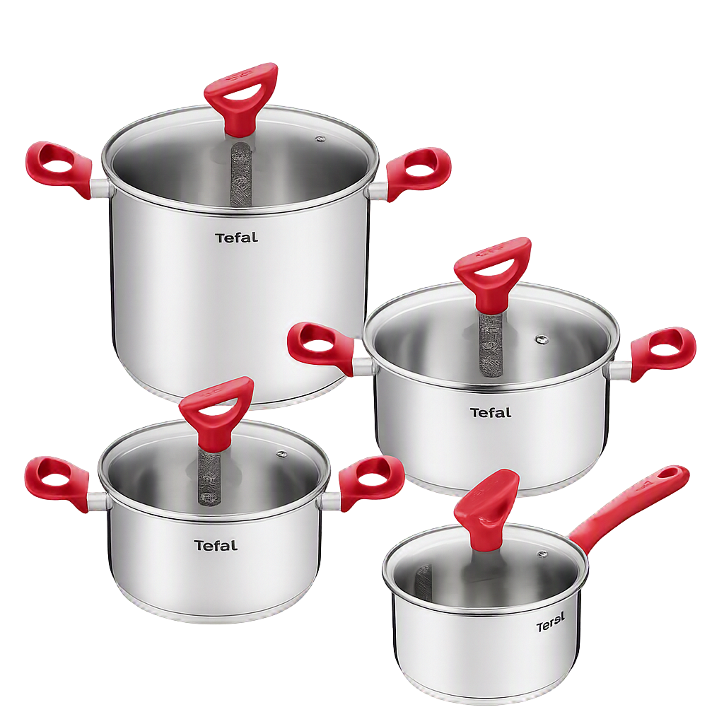 테팔 에디션 레드 인덕션냄비 편수16cm+양수18cm+양수20cm+곰솥22cm(Tefal Edition Red Induction Saucepan 16cm + Stockpot 18cm + Stockpot 20cm + Stew Pot 22cm Set)