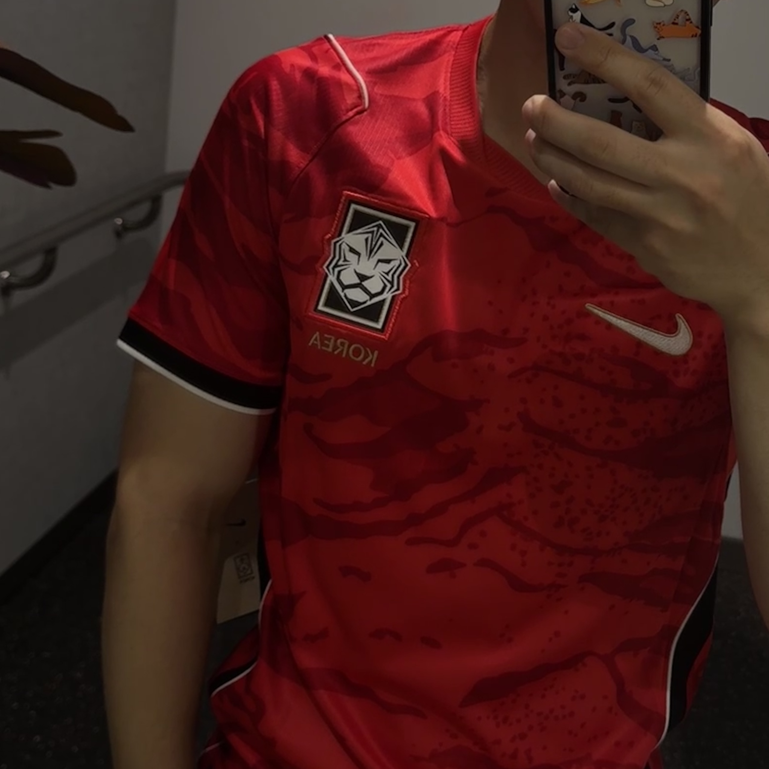 Nike Korea 2026 Stadium Home Dri-Fit Soccer Replica Jersey Global Red Black (Non Marking Ver.) 착용 스타일