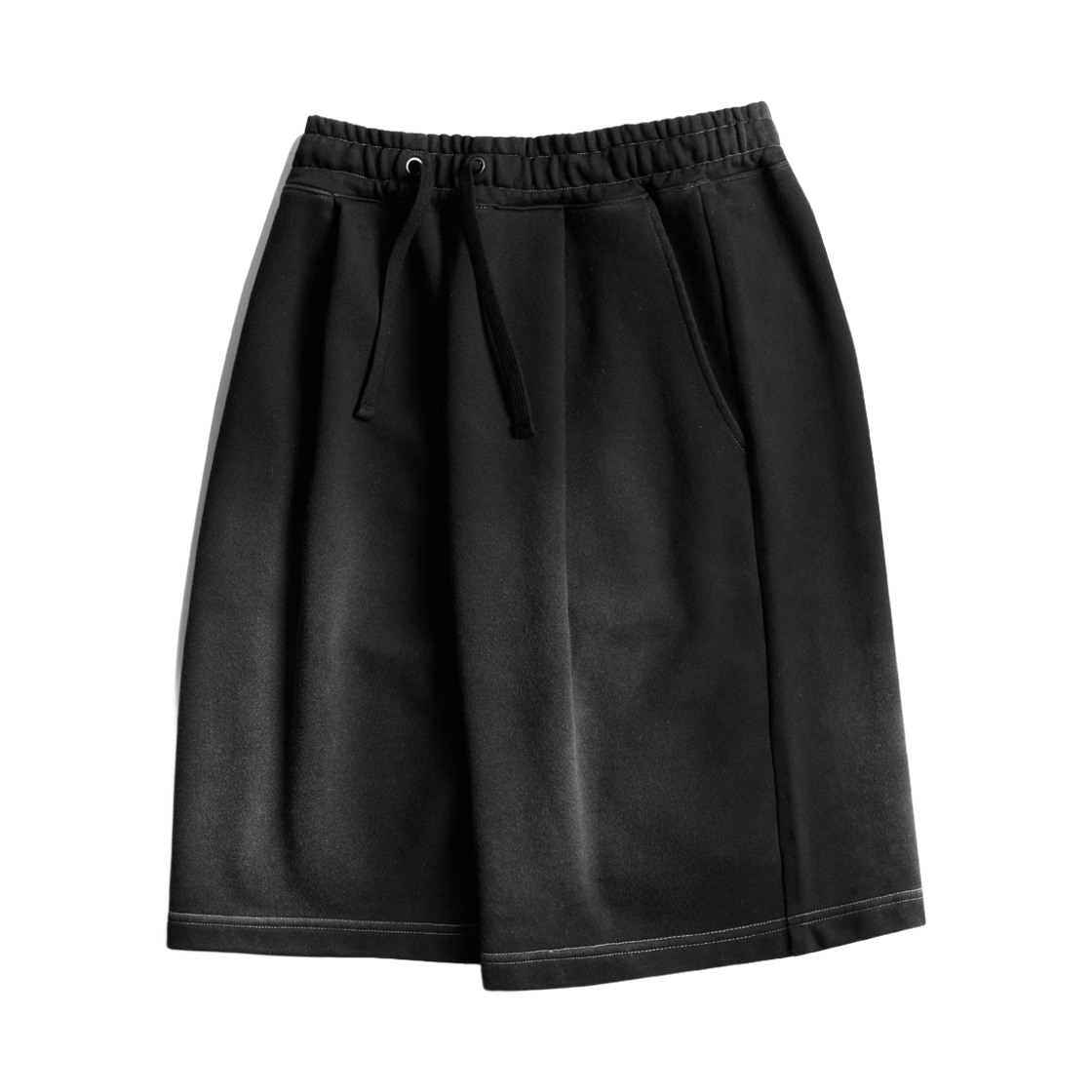 KHSP6805_Black_291 EZKATON Spray Washed Training Shorts Pants Black KHSP6805