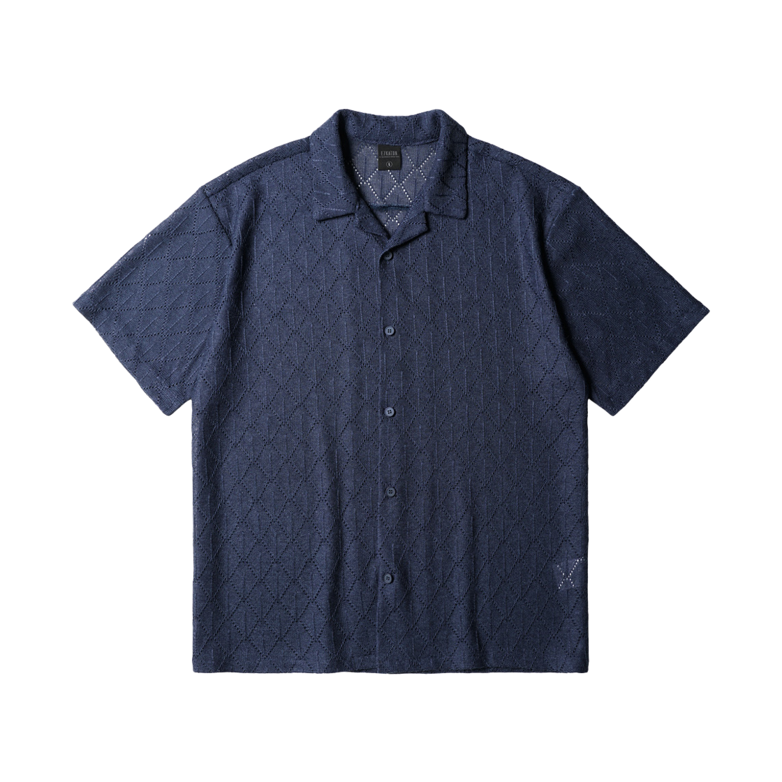 MMSS6946_blue_29 EZKATON Knit Open Collar Short Sleeve Blue MMSS6946