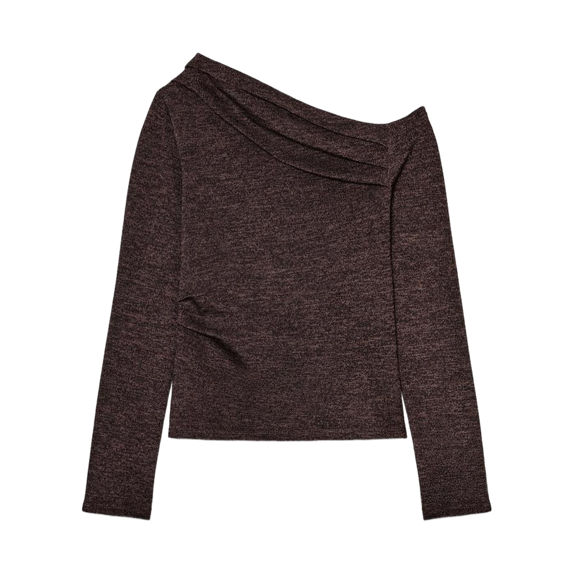 5067/155/716 (W) Zara Asymmetric Pique Top Dark Brown
