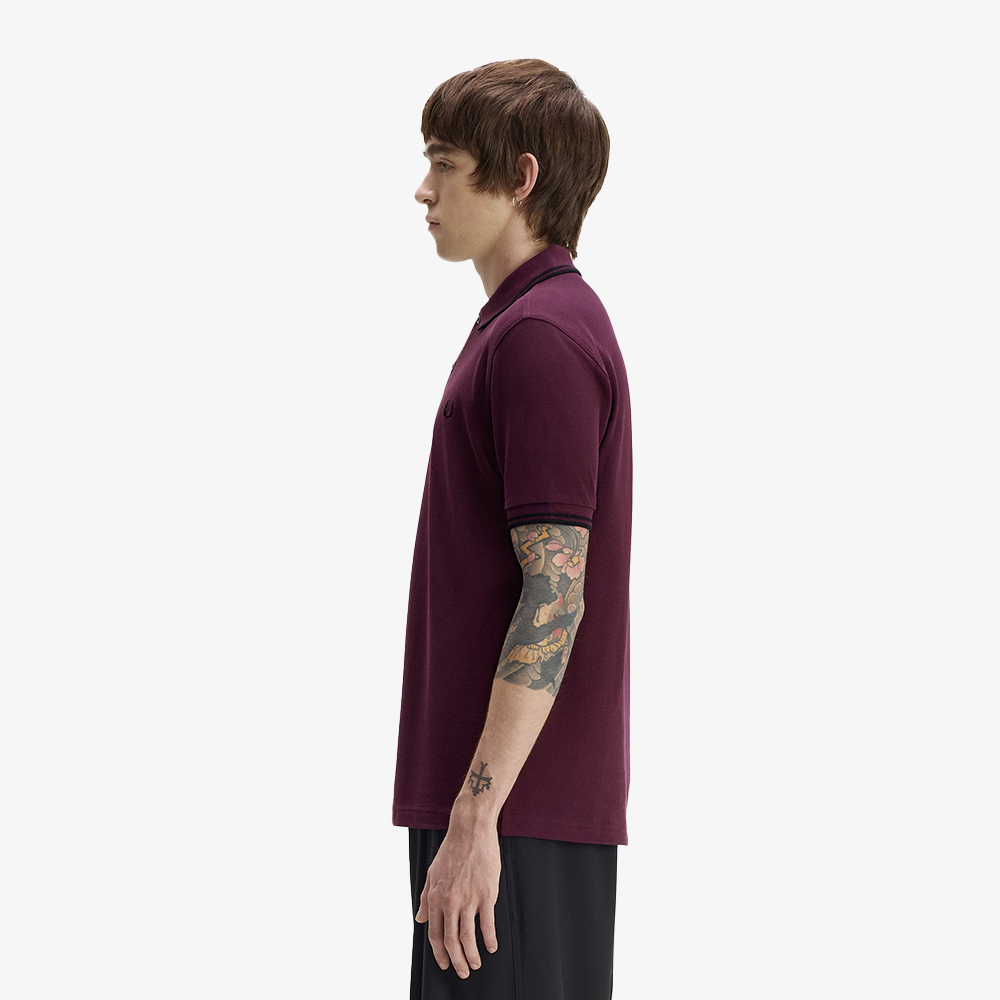 프레드페리 M3600 트윈 팁 프레드페리 셔츠 플럼/블랙(Fred Perry M3600 Twin Tipped Fred Perry Shirt Plum/Black) - 3