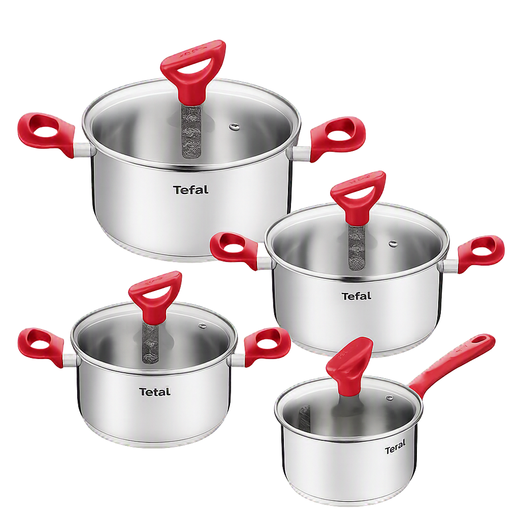 테팔 에디션 레드 인덕션냄비 편수16cm+양수18cm+양수20cm+양수24cm(Tefal Edition Red Induction Saucepan 16cm + Stockpot 18cm + Stockpot 20cm + Stockpot 24cm Set)