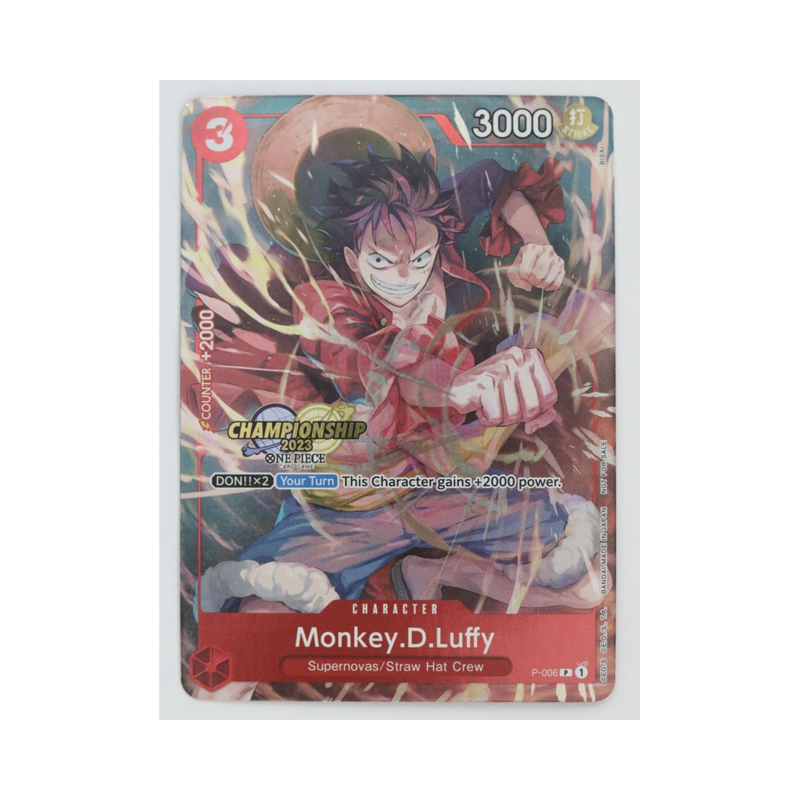 P-006-P One Piece TCG Monkey D. Luffy P P-006 Promotion Card Championship 2023 Celebration Pack (English Ver.)