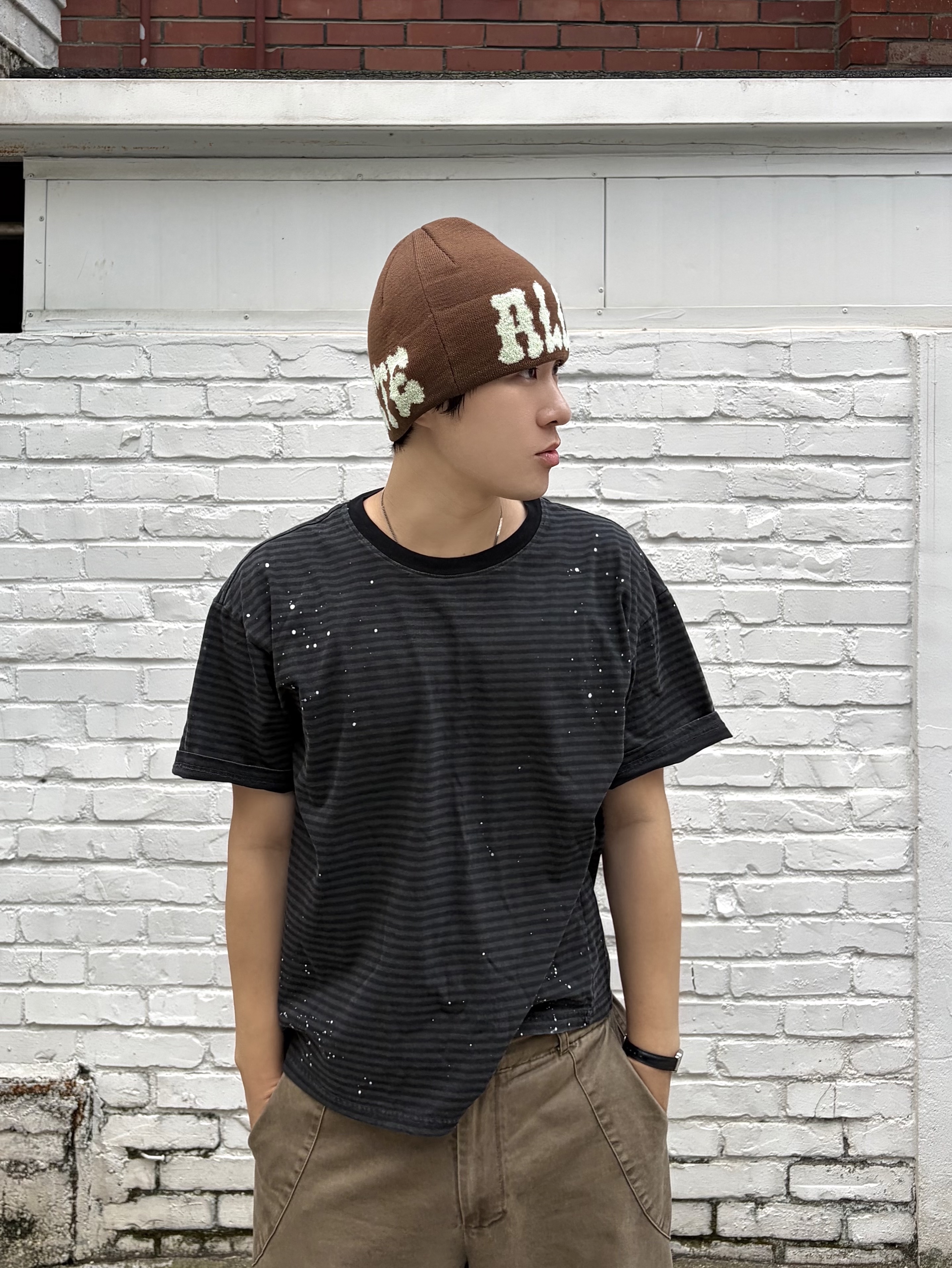 noun Washed Cargo Pants Khaki, Dr. Martens 1461 Smooth Black 착용 스타일 - 2