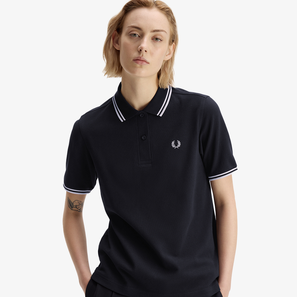 프레드페리 우먼즈 G3600 트윈 팁 프레드페리 셔츠 네이비/아이스핑크(Fred Perry Womens G3600 Twin Tipped Fred Perry Shirt NVY/Icdpnk) - 4