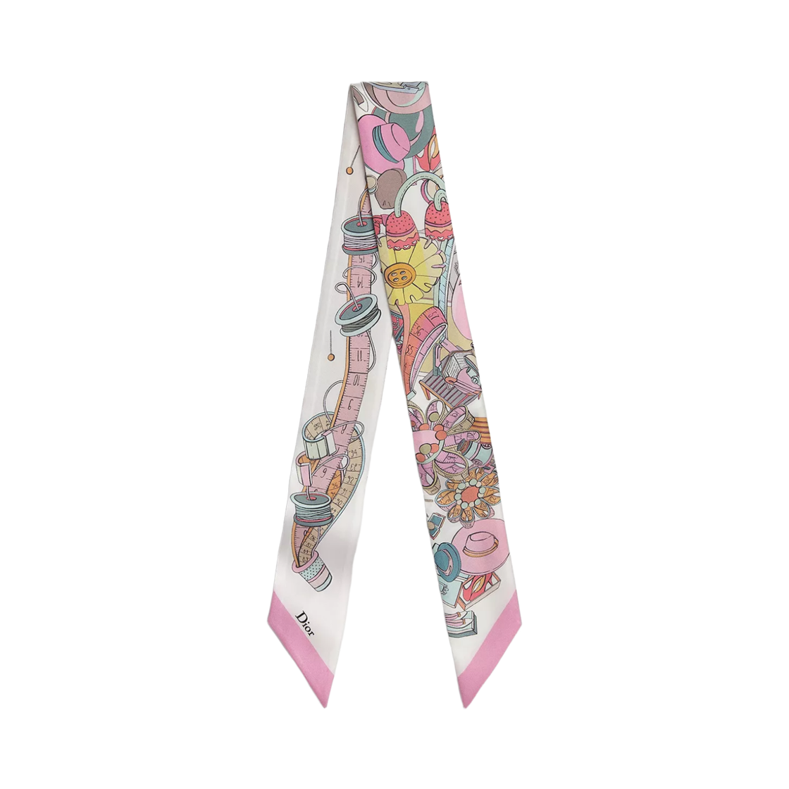 65TM106I6184-C407 Dior Silk Twill Atelier Mitzah Scarf Light Pink Multicolor