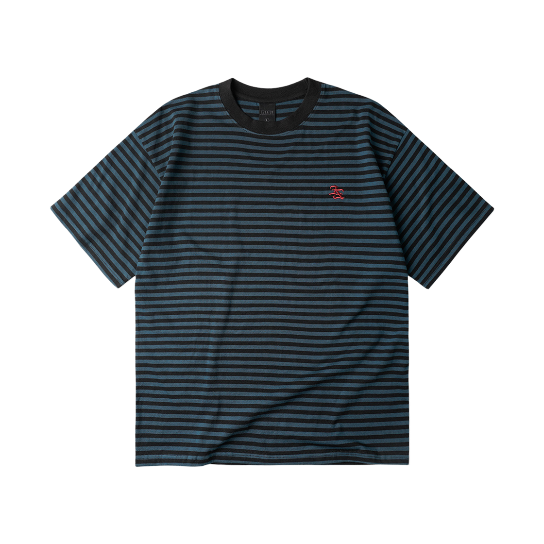 KMST6874_Blue_29 EZKATON Rhythm Stripe Short Sleeve Blue KMST6874