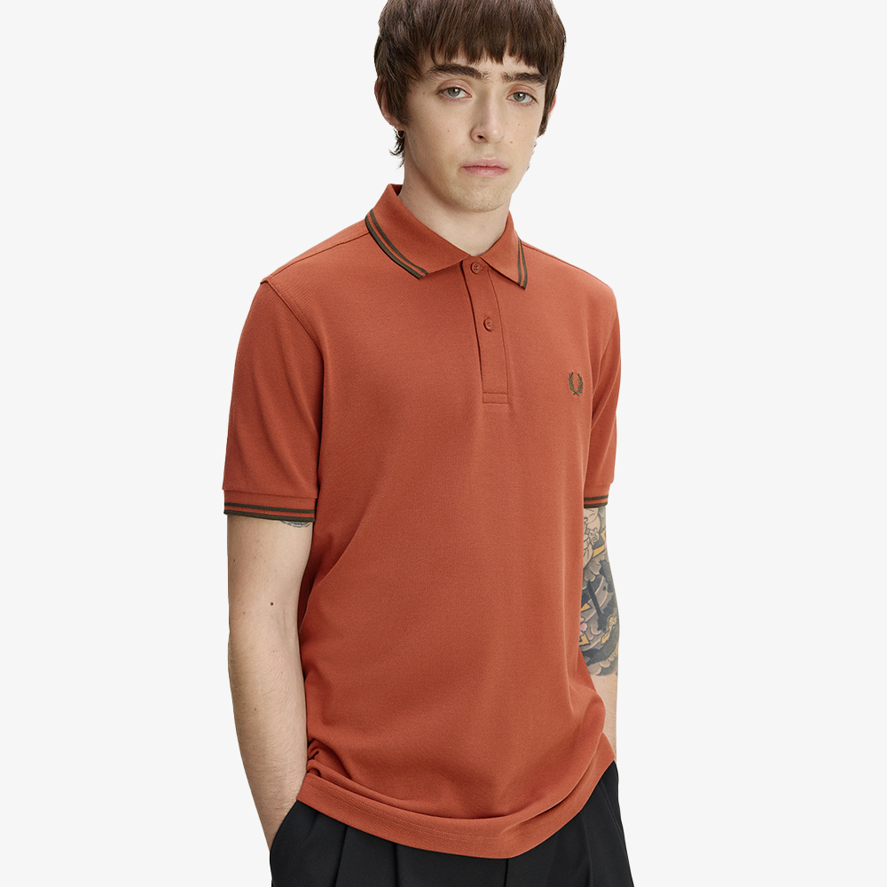 프레드페리 M3600 트윈 팁 프레드페리 셔츠 브랜디/나이트그린(Fred Perry M3600 Twin Tipped Fred Perry Shirt Brandy/Night Green) - 4