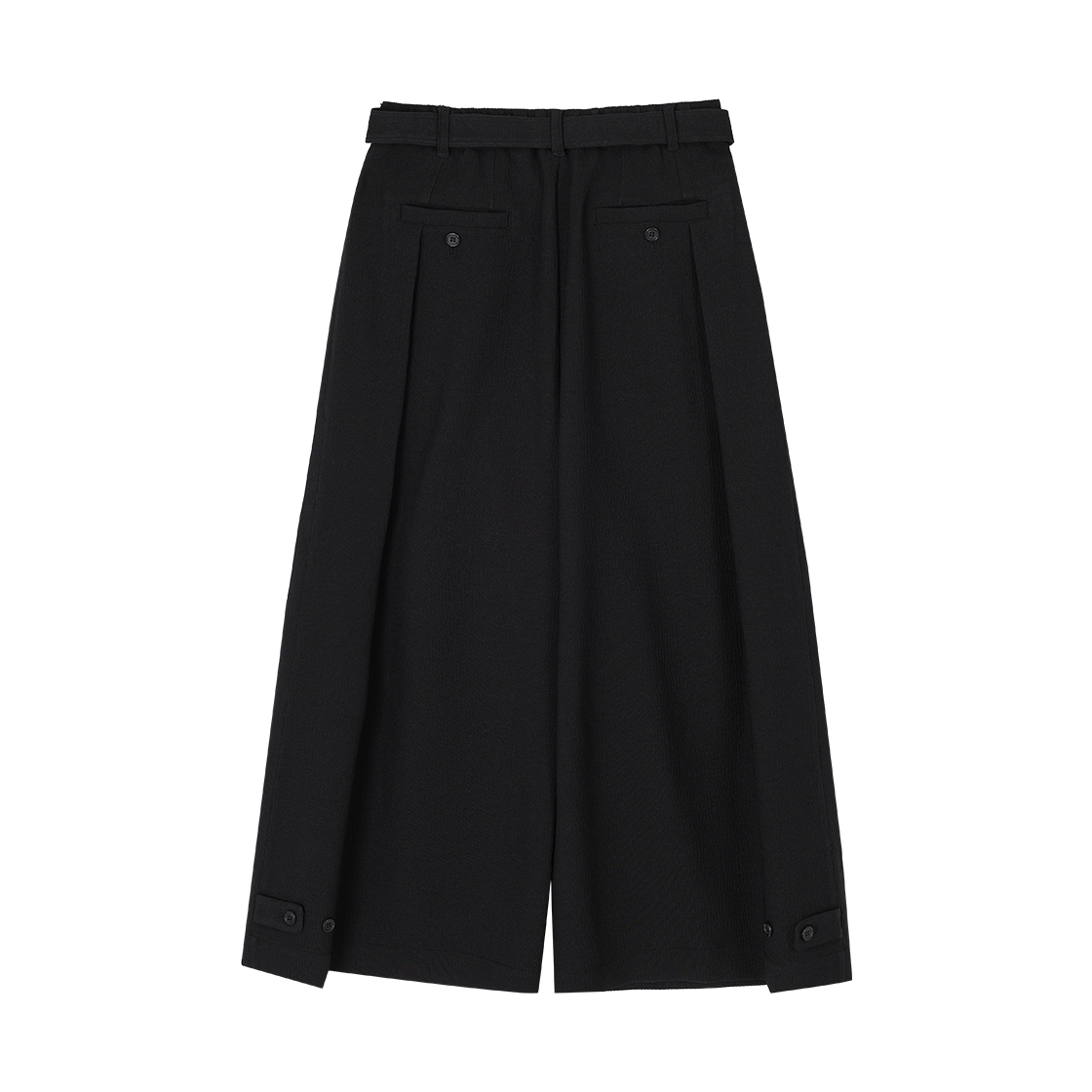 (W) 송지오 크로스턱 크롭 와이드 팬츠 블랙((W) SONGZIO Cross Tuck Crop Wide Pants Black) - 2