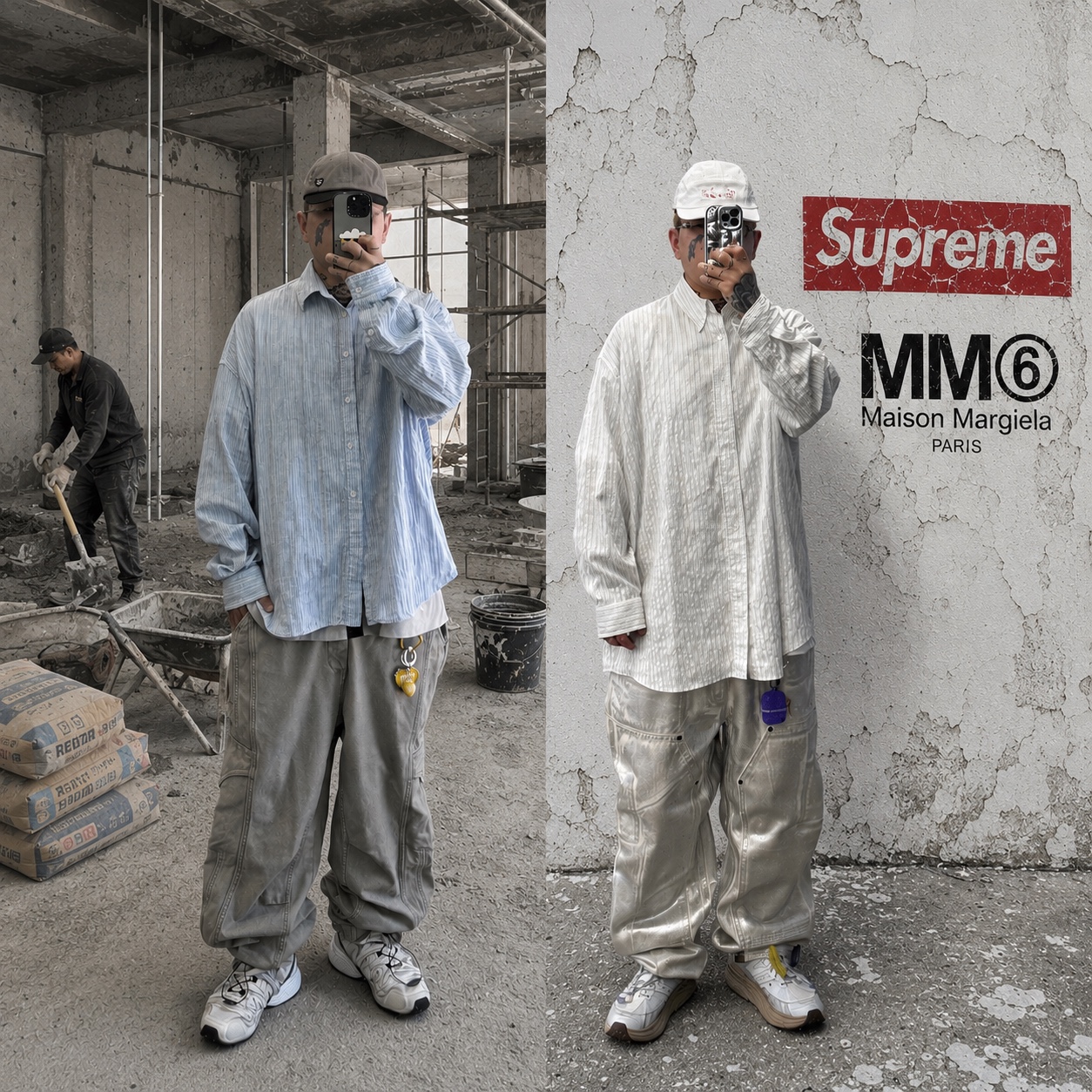 Salomon x Y/Project Speedcross 3 Dawn Blue Black, Ignota Core:13 Vein Cargo Pants Warm Grey 착용 스타일