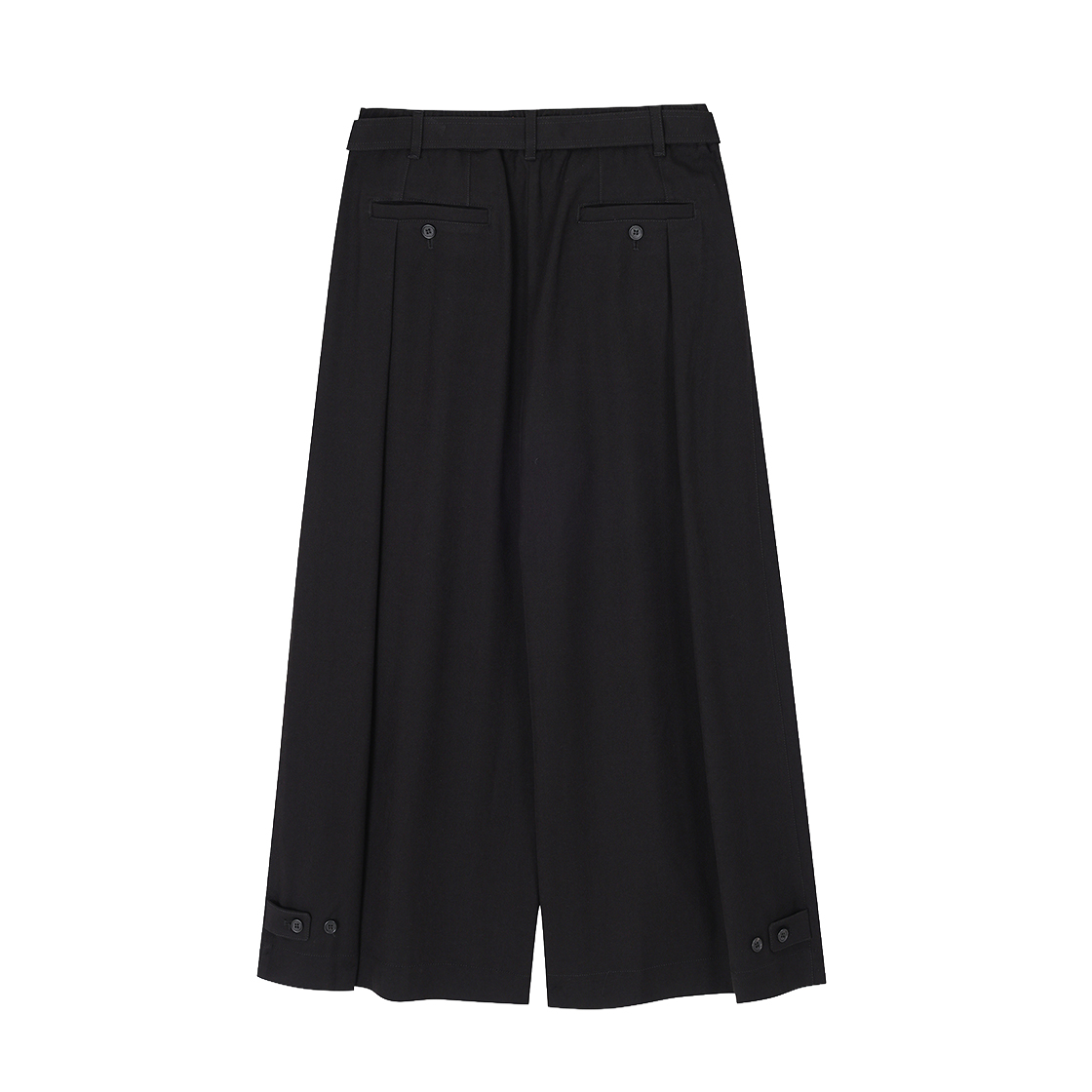 (W) 송지오 크로스턱 크롭 와이드 팬츠 블랙((W) SONGZIO Cross Tuck Crop Wide Pants Black) - 2