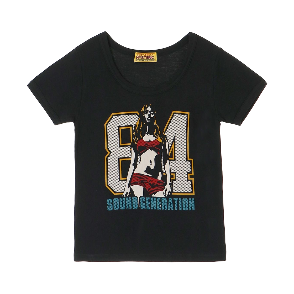 (W) 히스테릭 글래머 사운드 티셔츠 블랙((W) Hysteric Glamour Sound T-Shirt Black) - 1