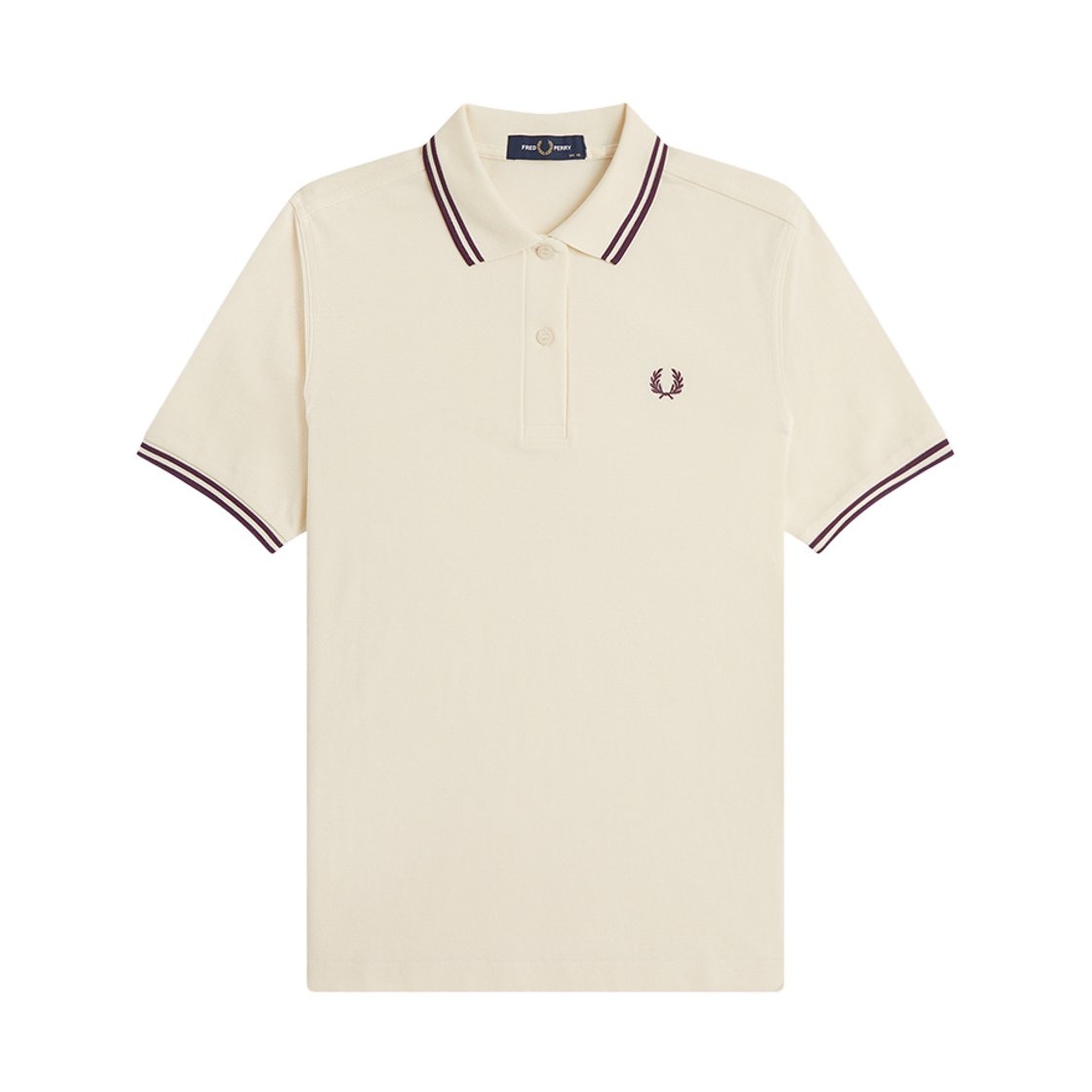 프레드페리 우먼즈 G3600 트윈 팁 프레드페리 셔츠 에크루/플럼(Fred Perry Womens G3600 Twin Tipped Fred Perry Shirt Ecru/Plum)