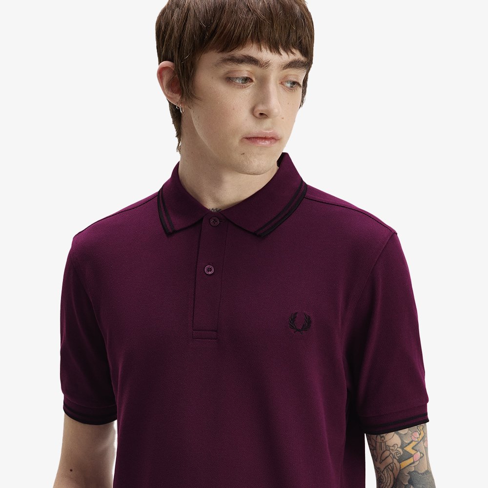 프레드페리 M3600 트윈 팁 프레드페리 셔츠 플럼/블랙(Fred Perry M3600 Twin Tipped Fred Perry Shirt Plum/Black) - 4