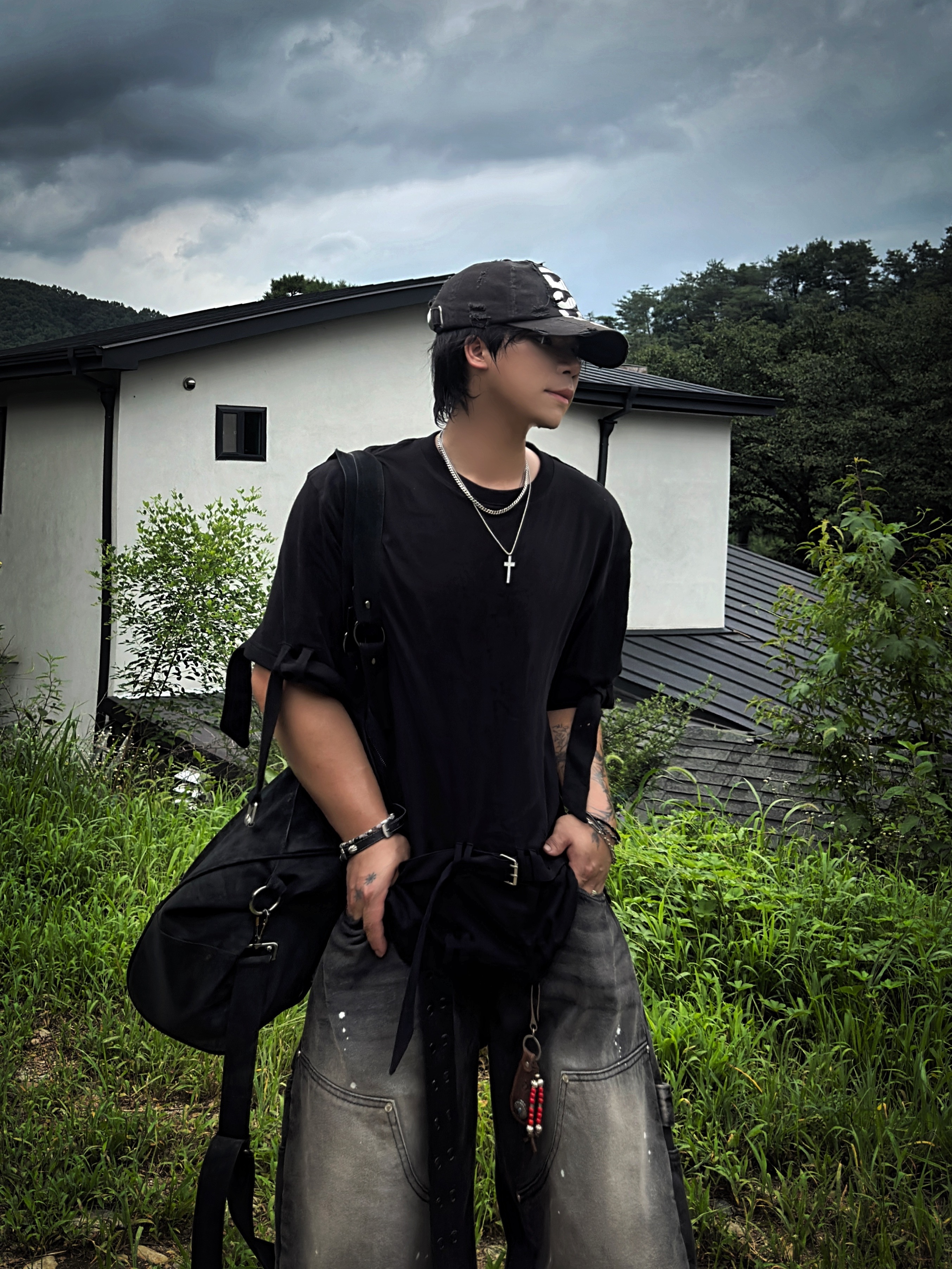 Balenciaga Stomper Bootie Black, Diesel C-Ewan Baseball Cap with Diesel Lettering Black 착용 스타일 - 3