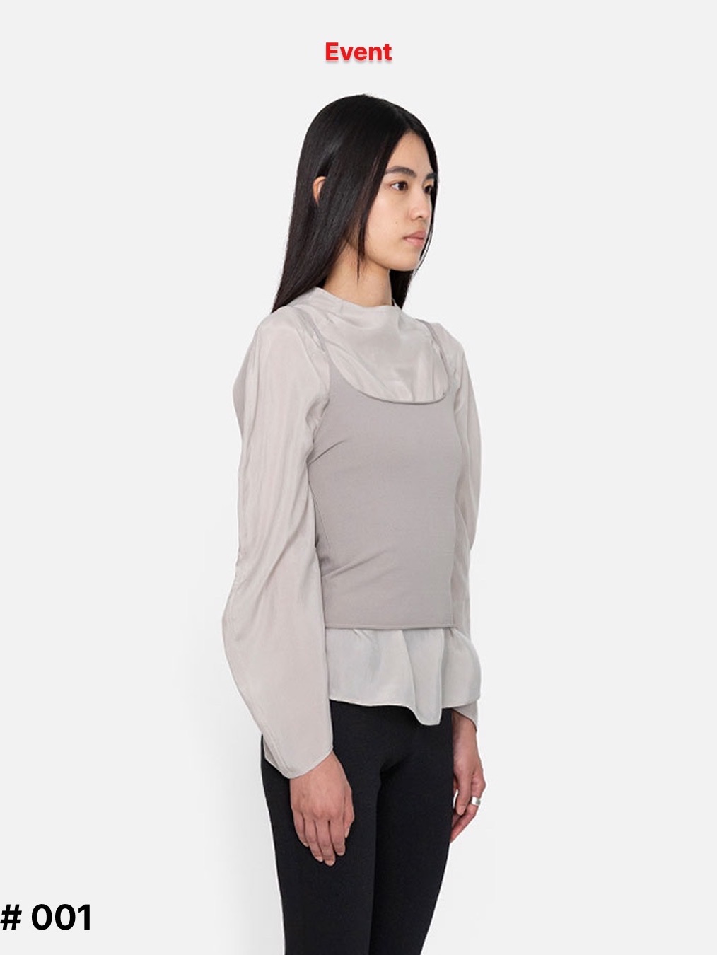 Amomento Women Large Cubo Bag Black - 26SS, Amomento Women Sleeveless Knit Top Grey Beige - 26SS 착용 스타일 - 2