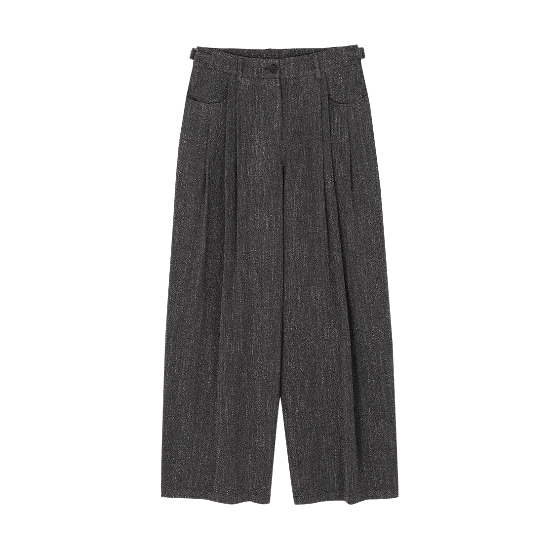(W) 송지오 레벨볼륨 세미 와이드 팬츠 블랙((W) SONGZIO Level Volume Semi Wide Pants Black)