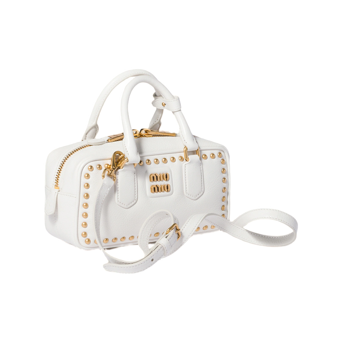 미우 미우 아르카디 스터드 레더 백 화이트(Miu Miu Arcadie Studded Leather Bag White) - 2
