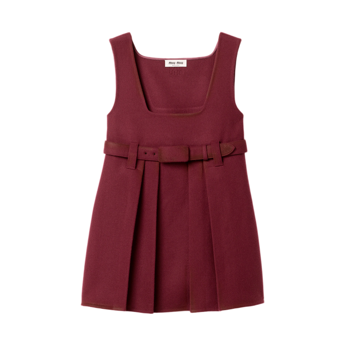 MF6593-6471-F0007 (W) Miu Miu Waxed Double Wool Dress Burgundy