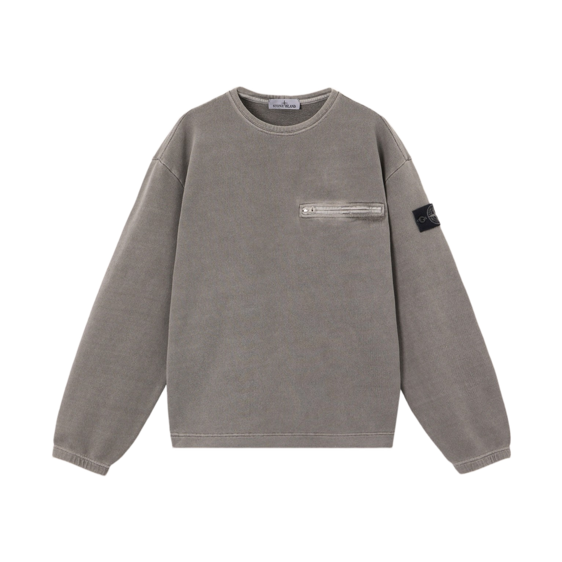 L2S1561000-28S00T7-V0060 Stone Island 6100028 Mineral Dyed Cotton Fleece Oversized-Fit Crewneck Sweatshirt with Chest Pocket Grey - 26FW