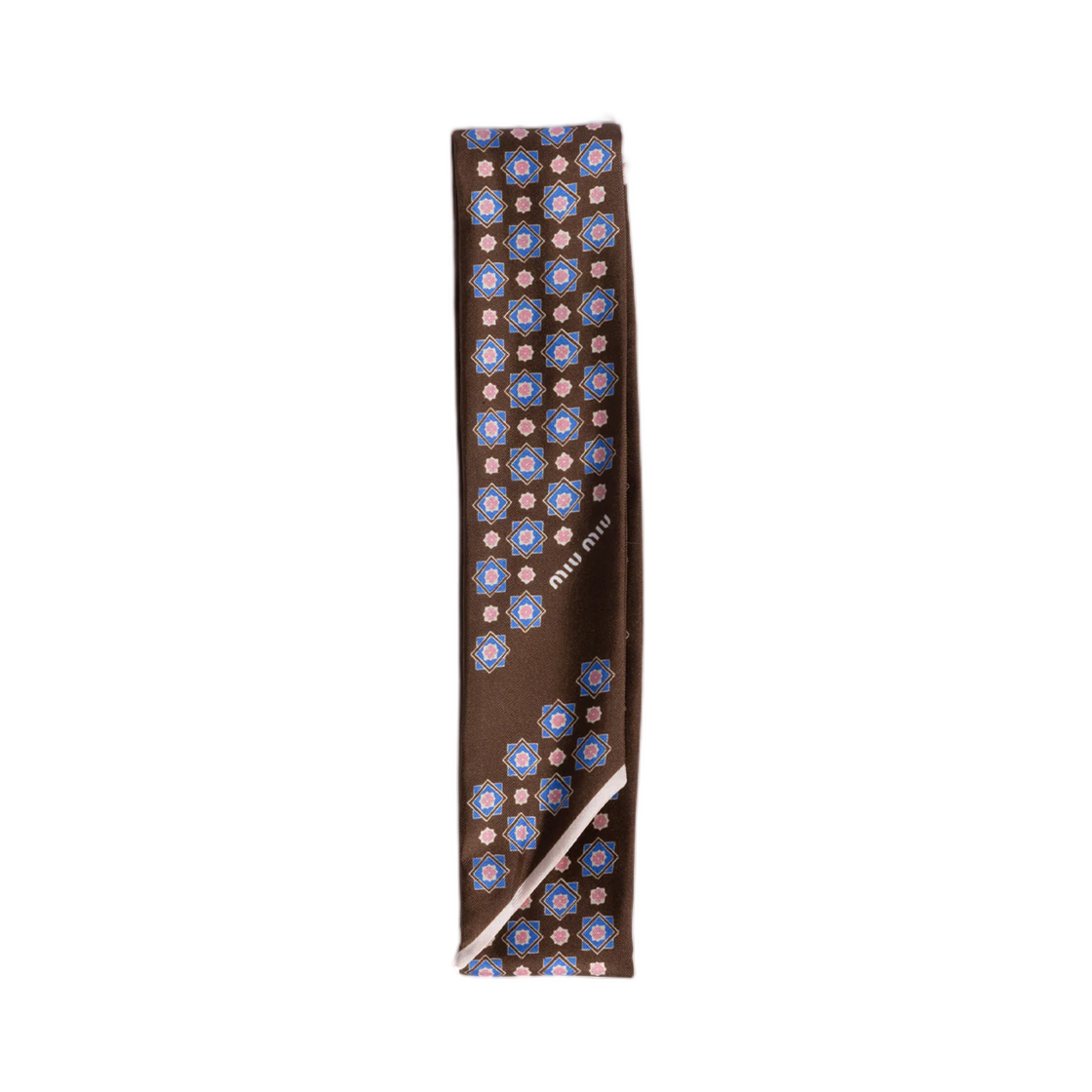 5FF008-2G9L-F04NH Miu Miu Printed Twill Scarf Cocoa Pervinca