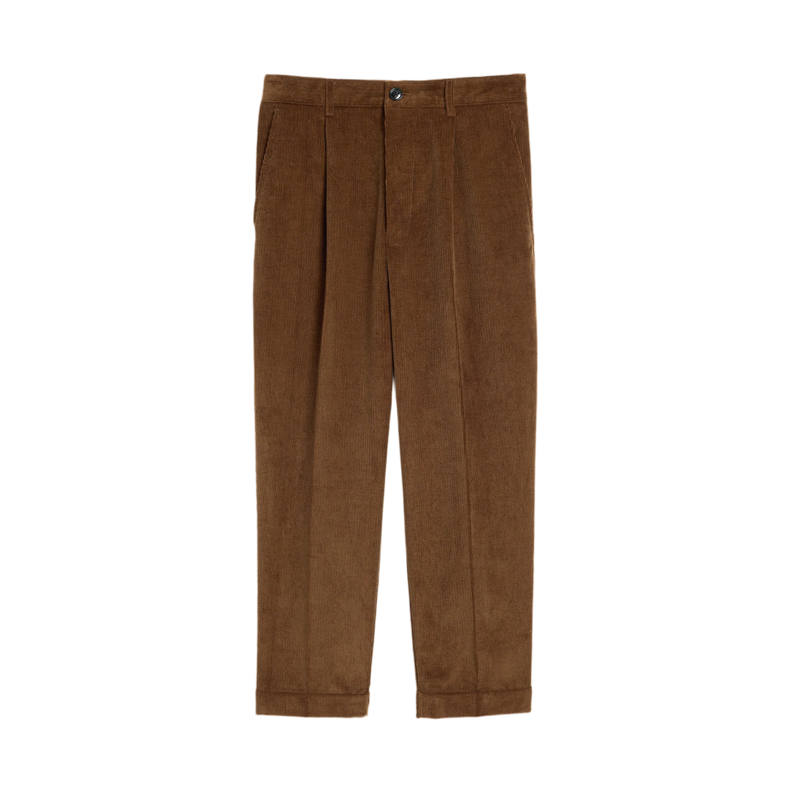 HTR121-CO0089-2221 AMI Brown Carrot Fit Corduroy Cotton Trousers Chocolate Brown