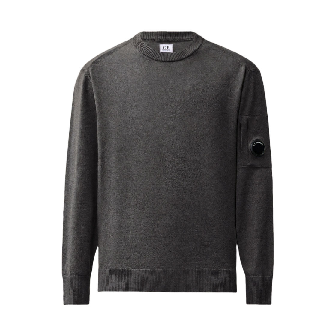 21CMKN069A005528A985 C.P. Company Extrafine Merino Wool Lens Crewneck Sweater Raven Grey - 26FW