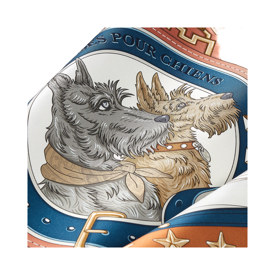 에르메스 꼴리에 에 레스 푸어 샹 스카프 90 실크 트윌 & 블랑 퀴르 마린(Hermes Colliers Et Laisses Pour Chiens Scarf 90 Silk Twill & Blanc Cuir Marine) - 2