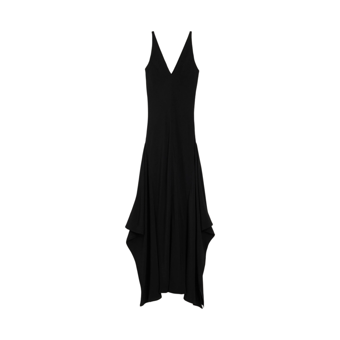 FDR690-AC0022-001 (W) AMI Long Black Silk Blend Godet Dress Black