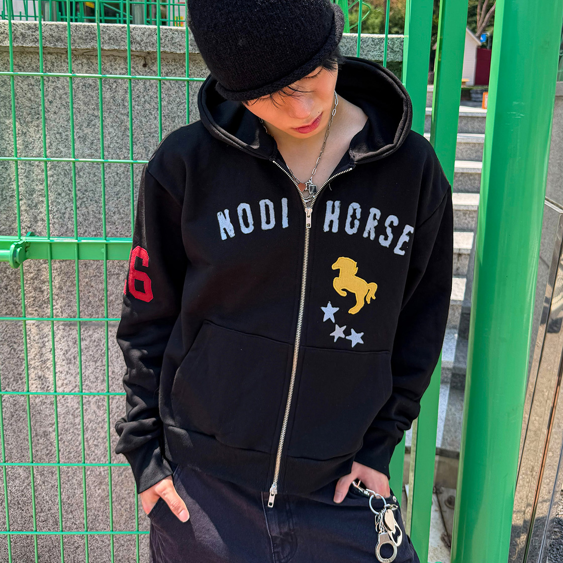 노디 스텝 온 스타 후드 집업 블랙(NODI Step On Star Hood zip up black) - 4
