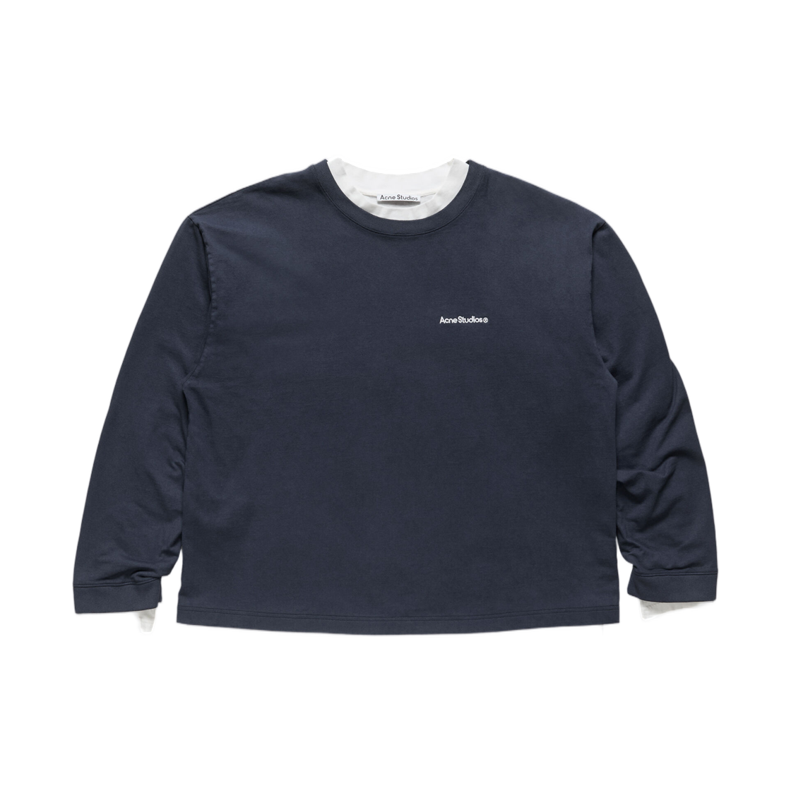 BI0222-AH4 Acne Studios Layered Sweatshirt with Logo Navy White
