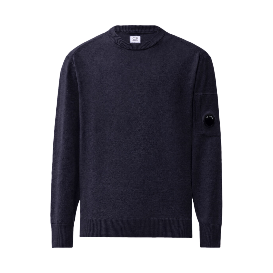 21CMKN069A005528A888 C.P. Company Extrafine Merino Wool Lens Crewneck Sweater Total Eclipse Blue - 26FW