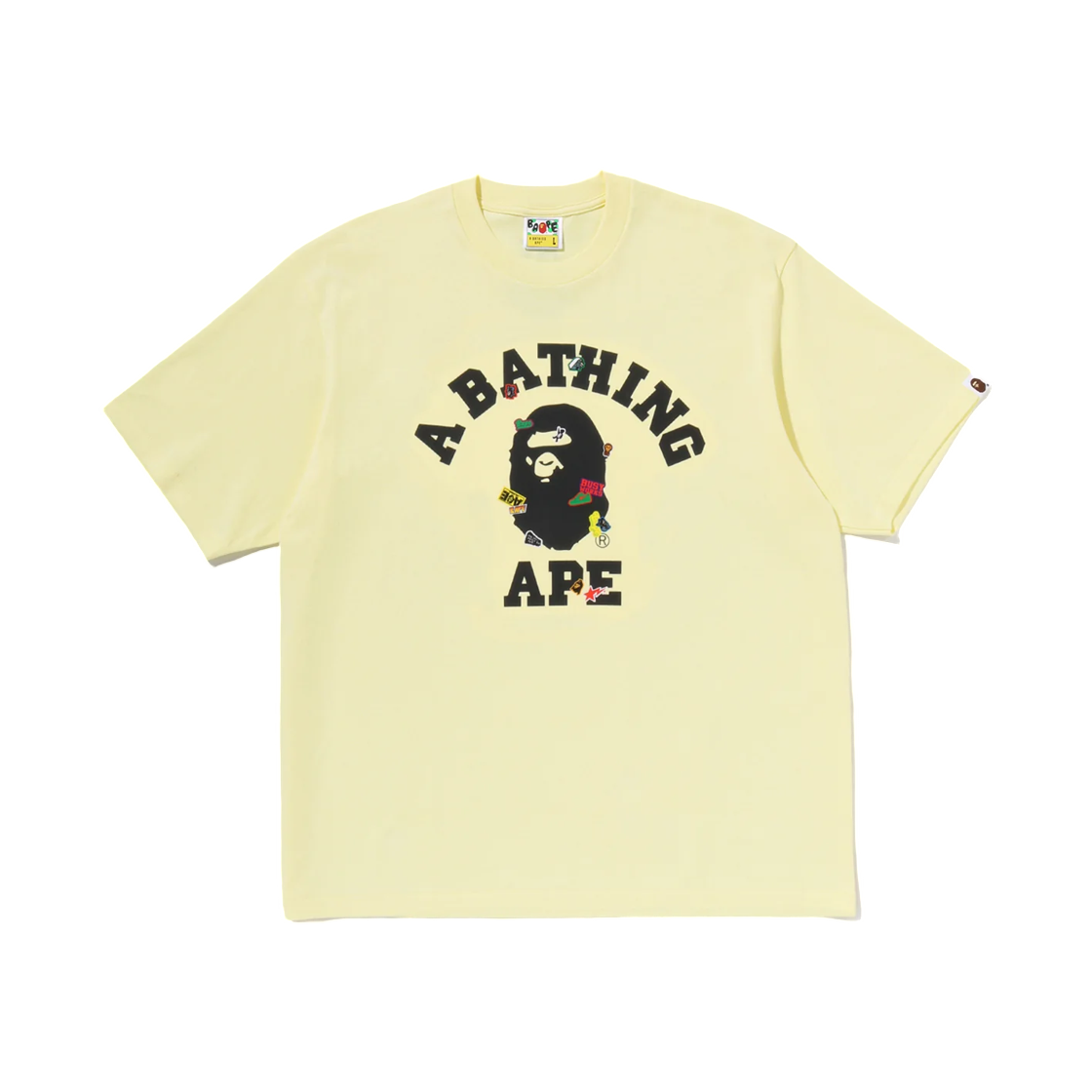 - BAPE Sticker College Relaxed Fit T-Shirt Yellow