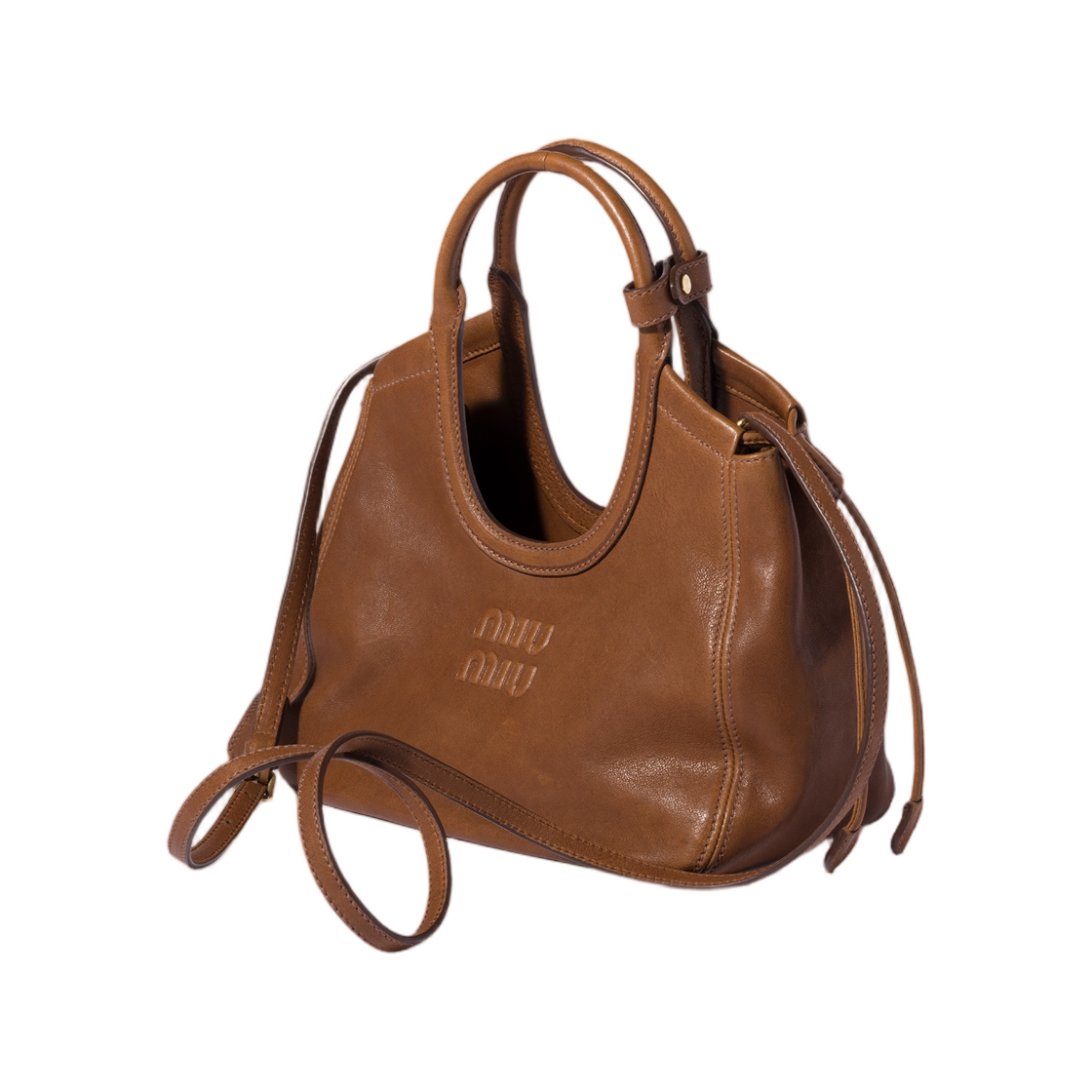 미우 미우 아이비 나파 레더 토트백 오크(Miu Miu Ivy Nappa Leather Tote Bag Oak) - 2