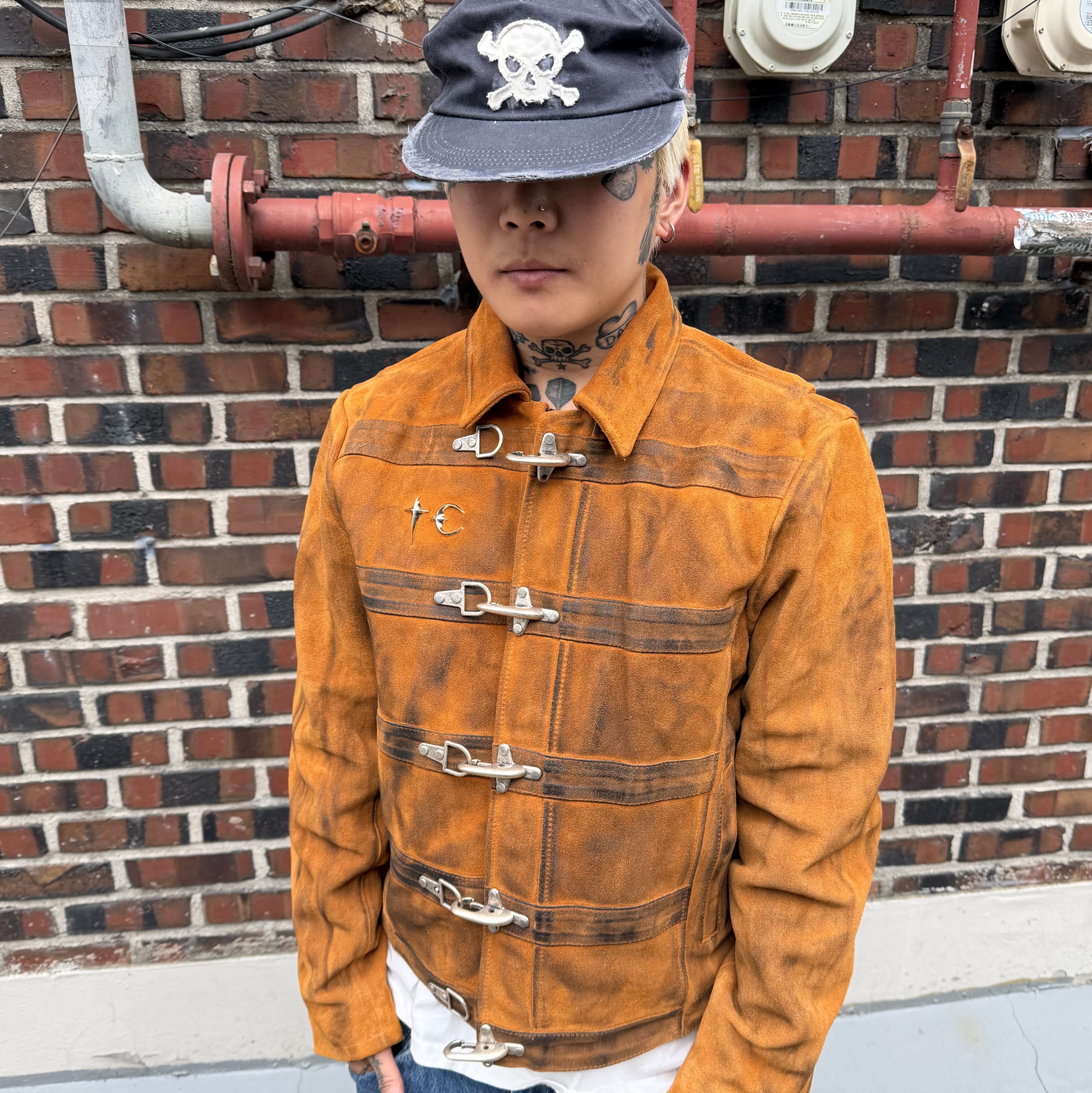 NOFAKESHIT Rosepenter 32x32, Thug Club Bio Soldier Leather Jacket Camel 착용 스타일 - 6