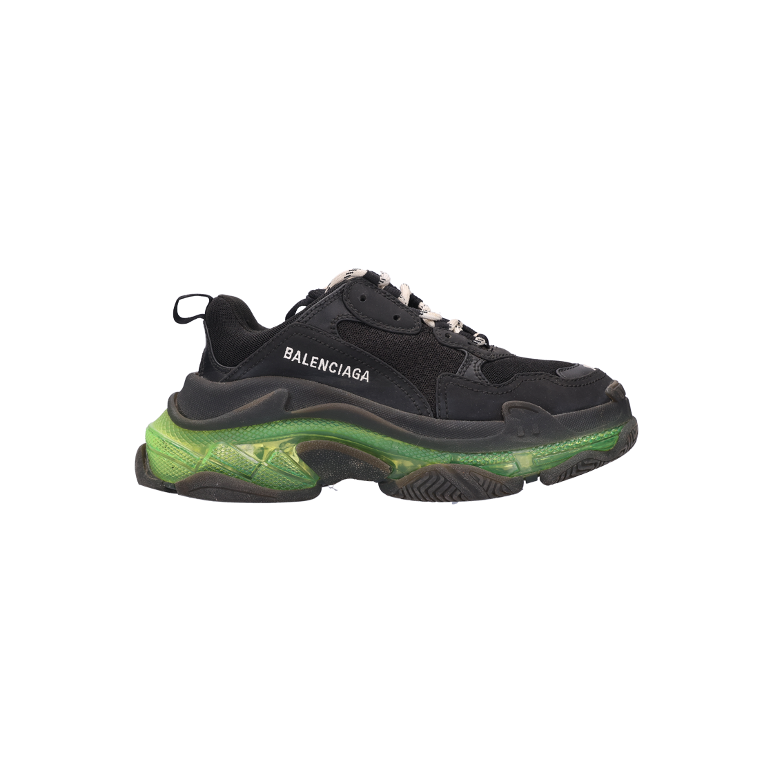 ITW747PVPMEV Balenciaga Triple S Clear Sole Black Neon