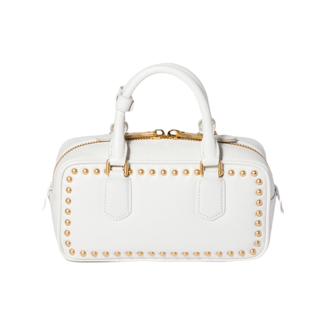 미우 미우 아르카디 스터드 레더 백 화이트(Miu Miu Arcadie Studded Leather Bag White) - 3