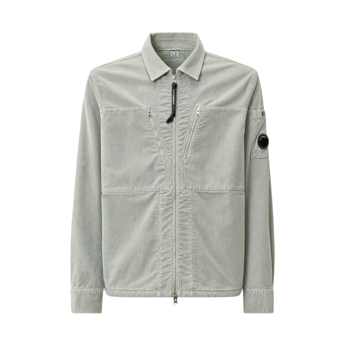 21CMOS149A006410O936 C.P. Company Corduroy Lens Zipped Overshirt Flint Grey - 26FW