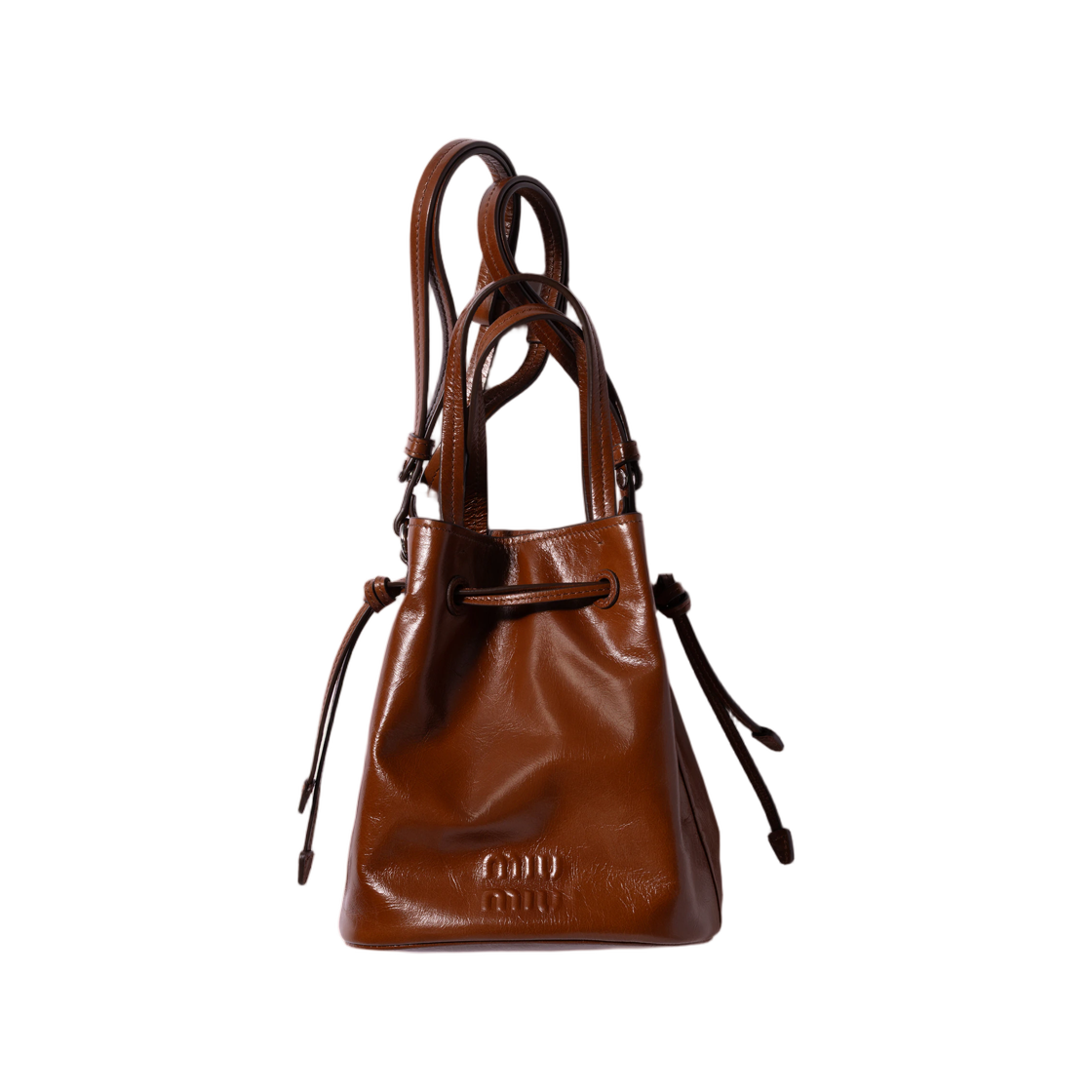 5NF468-2A44-F0BW5 Miu Miu Shiny Leather Pouch Palisander