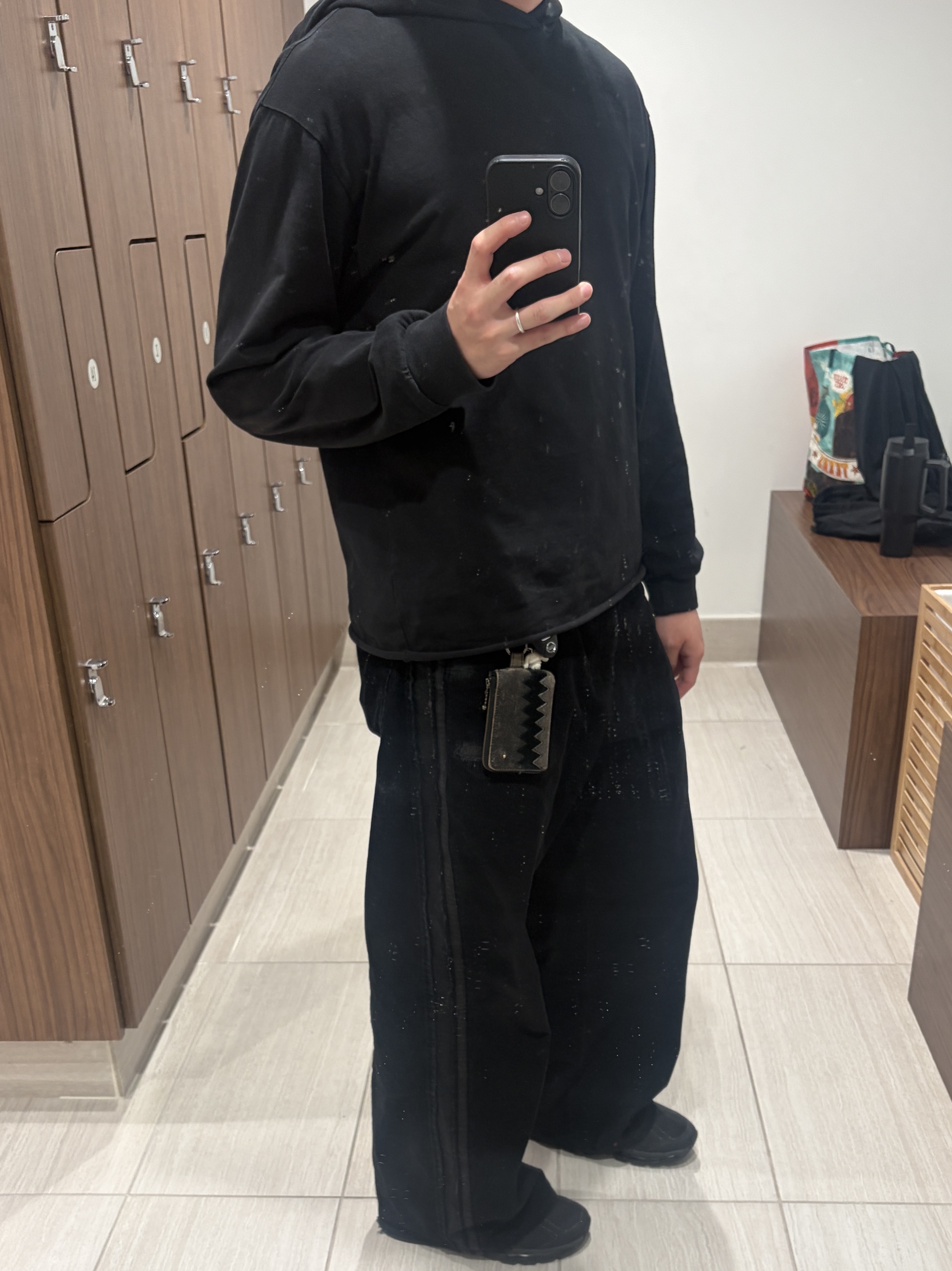 Polyteru Rebuild Corduroy Gosima Pants Faded Black, [프리오더] Polyteru Zigzag Card Wallet Black 착용 스타일