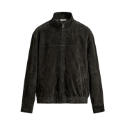 Zara Suede Leather Jacket Dark Bottle Green