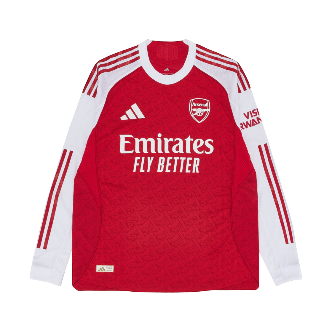 JJ1833 Adidas Arsenal 2025/26 Home Authentic Long Sleeve Jersey Better Scarlet White - US Sizing (Non Marking Ver.)