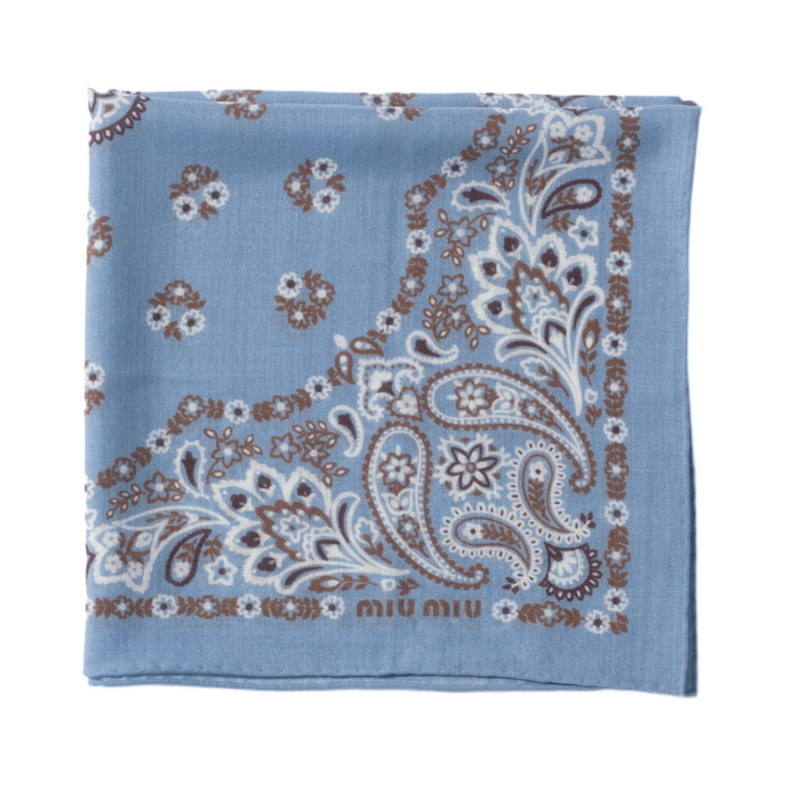 5FF004-2ID9-F0424 Miu Miu Printed Wool and Cashmere Scarf Cloudy Gray