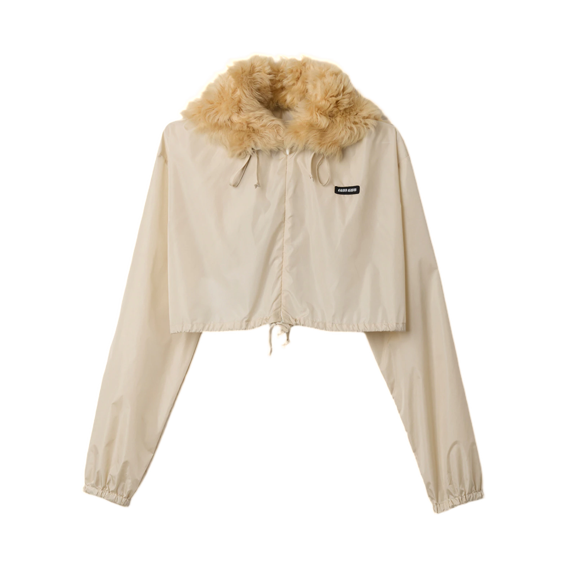 ML1597-6464-F0304 (W) Miu Miu Technical Fabric and Shearling Windbreaker Ivory