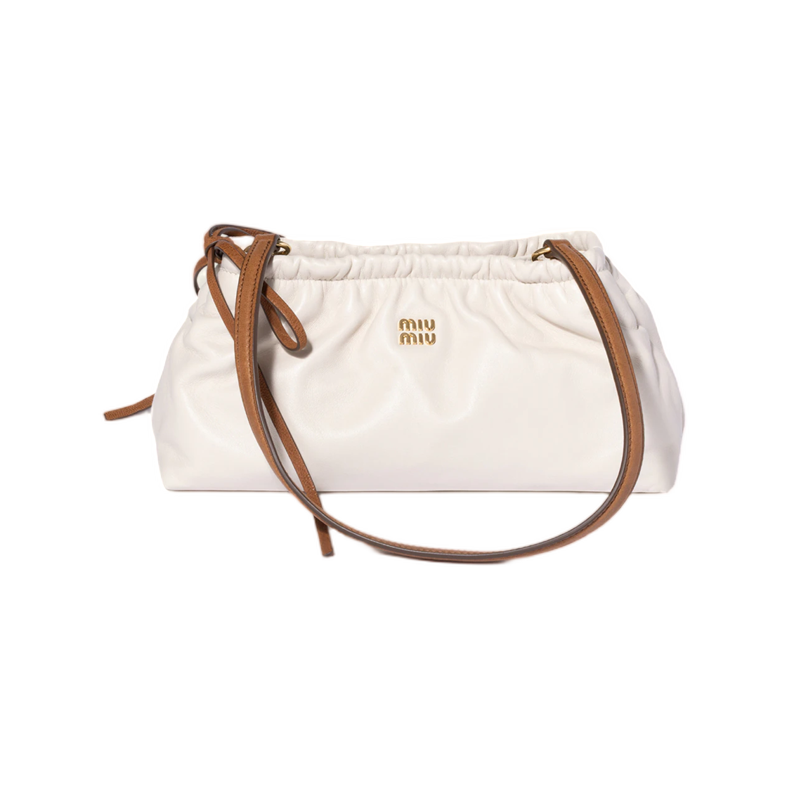 5NE030-2ZQF-F0W5Q Miu Miu Nappa Leather Pouch White Caramel