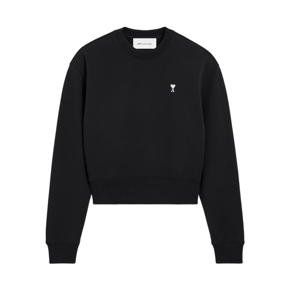 FSW799-730-045 (W) AMI Black Cotton Sweatshirt with Ami De Coeur Black White Cream