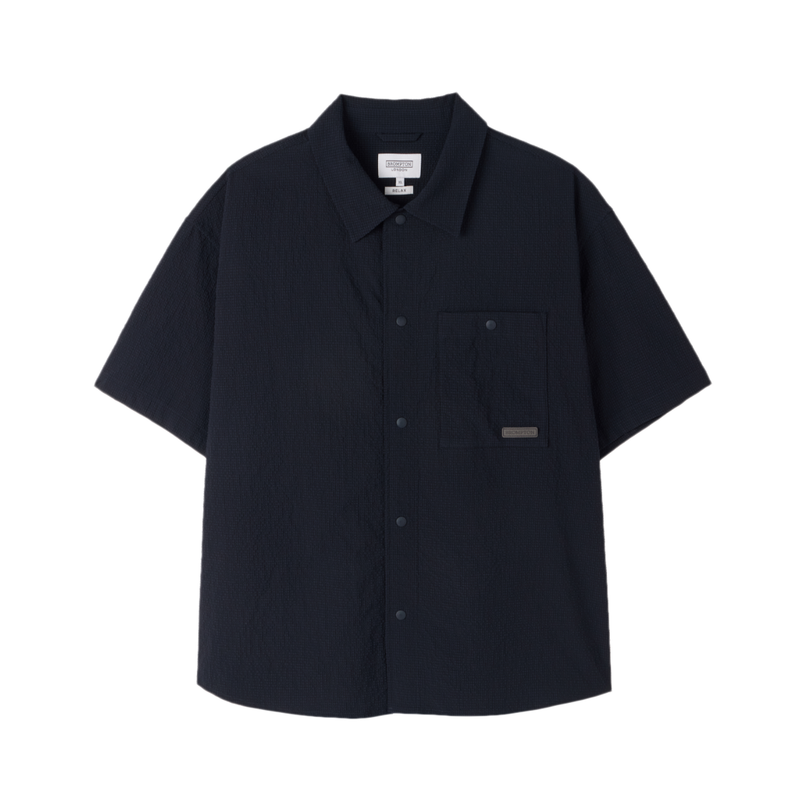 P262MSH180067 BROMPTON LONDON Seersucker Half Sleeve Shirt D Navy